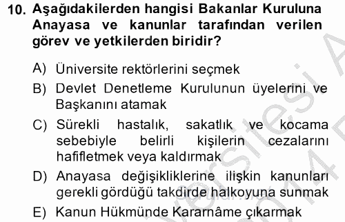 Temel İdare Hukuku 2013 - 2014 Ara Sınavı 10.Soru