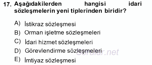 Temel İdare Hukuku 2013 - 2014 Ara Sınavı 17.Soru