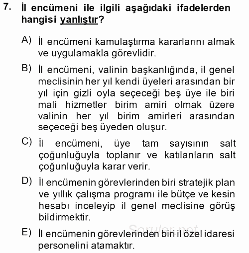 Temel İdare Hukuku 2013 - 2014 Ara Sınavı 7.Soru