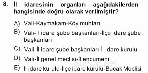 Temel İdare Hukuku 2013 - 2014 Ara Sınavı 8.Soru