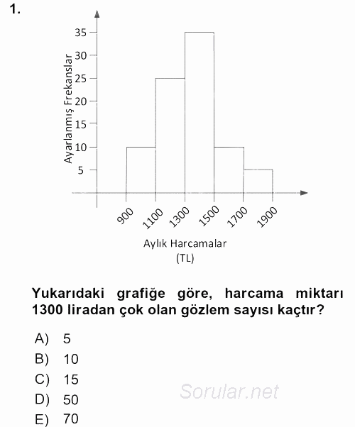 İstatistik 1 2017 - 2018 Ara Sınavı 1.Soru