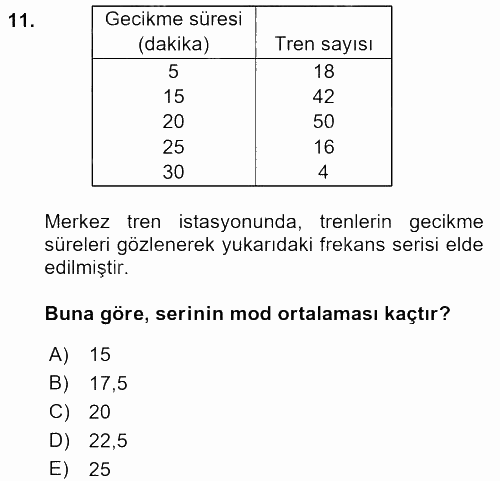 İstatistik 1 2017 - 2018 Ara Sınavı 11.Soru