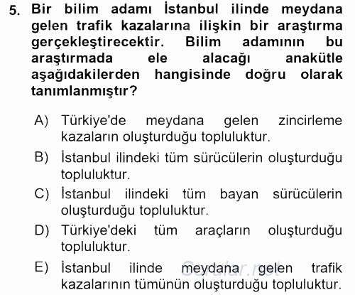 İstatistik 1 2017 - 2018 Ara Sınavı 5.Soru