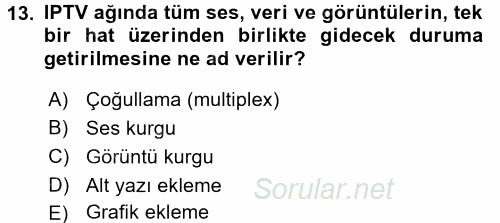 Radyo ve Televizyon Yayıncılığı 2015 - 2016 Dönem Sonu Sınavı 13.Soru