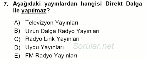 Radyo ve Televizyon Yayıncılığı 2015 - 2016 Dönem Sonu Sınavı 7.Soru