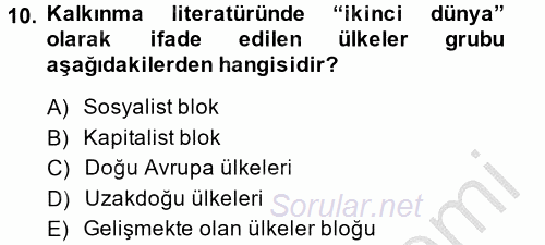 Uluslararası Kamu Maliyesi 2014 - 2015 Dönem Sonu Sınavı 10.Soru