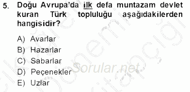 Orta Asya Türk Tarihi 2014 - 2015 Dönem Sonu Sınavı 5.Soru