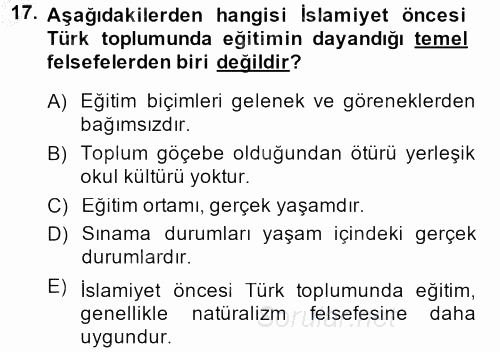 Eğitim Felsefesi 2013 - 2014 Dönem Sonu Sınavı 17.Soru