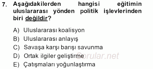 Eğitim Felsefesi 2013 - 2014 Dönem Sonu Sınavı 7.Soru