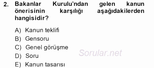 Sağlık Kurumları Mevzuatı 2014 - 2015 Ara Sınavı 2.Soru