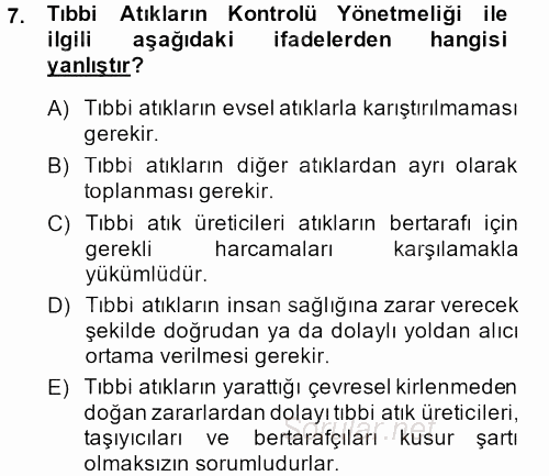 Sağlık Kurumları Mevzuatı 2014 - 2015 Ara Sınavı 7.Soru