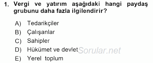 Stratejik Yönetim 2017 - 2018 3 Ders Sınavı 1.Soru