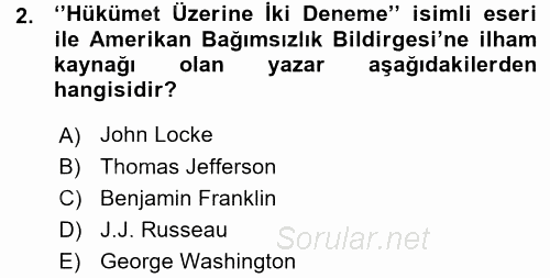 Osmanlı Devleti Yenileşme Hareketleri (1876-1918) 2015 - 2016 Ara Sınavı 2.Soru