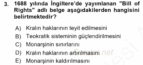 Osmanlı Devleti Yenileşme Hareketleri (1876-1918) 2015 - 2016 Ara Sınavı 3.Soru