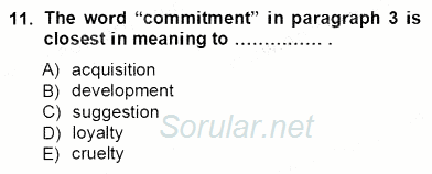 İleri Okuma Ve Yazma Becerileri 1 2012 - 2013 Ara Sınavı 11.Soru