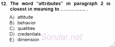 İleri Okuma Ve Yazma Becerileri 1 2012 - 2013 Ara Sınavı 12.Soru
