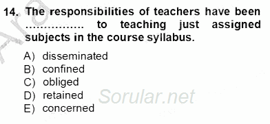 İleri Okuma Ve Yazma Becerileri 1 2012 - 2013 Ara Sınavı 14.Soru