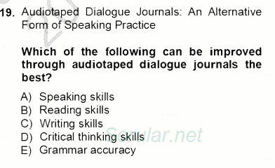 İleri Okuma Ve Yazma Becerileri 1 2012 - 2013 Ara Sınavı 19.Soru