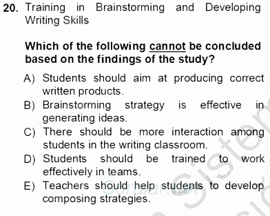 İleri Okuma Ve Yazma Becerileri 1 2012 - 2013 Ara Sınavı 20.Soru