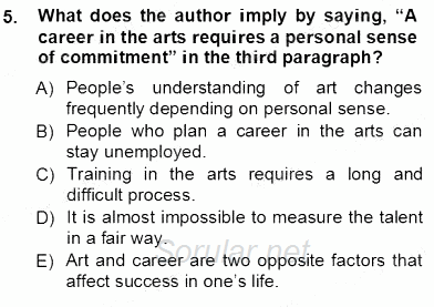 İleri Okuma Ve Yazma Becerileri 1 2012 - 2013 Ara Sınavı 5.Soru