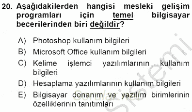 Öğretmenlikte Mesleki Gelişim 2015 - 2016 Dönem Sonu Sınavı 20.Soru