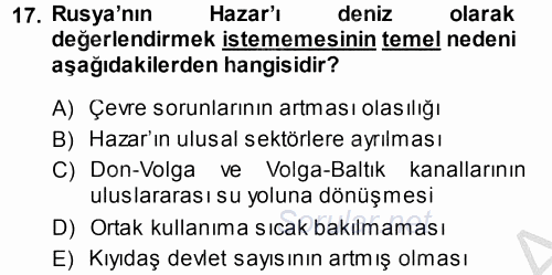 Orta Asya ve Kafkaslarda Siyaset 2014 - 2015 Dönem Sonu Sınavı 17.Soru