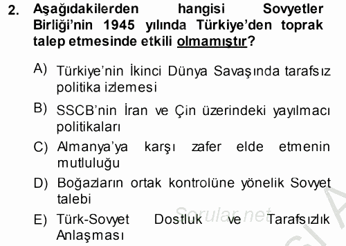 Orta Asya ve Kafkaslarda Siyaset 2014 - 2015 Dönem Sonu Sınavı 2.Soru
