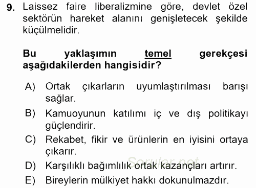 Uluslararası İlişkiler Kuramları 1 2017 - 2018 Ara Sınavı 9.Soru