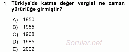 Özel Vergi Hukuku 2 2016 - 2017 Dönem Sonu Sınavı 1.Soru