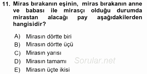 Özel Vergi Hukuku 2 2016 - 2017 Dönem Sonu Sınavı 11.Soru