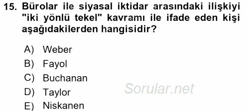 Kamu Ekonomisi 2 2016 - 2017 Ara Sınavı 15.Soru