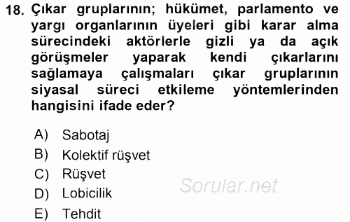 Kamu Ekonomisi 2 2016 - 2017 Ara Sınavı 18.Soru