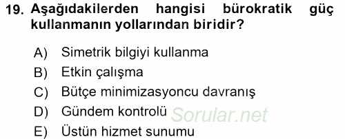 Kamu Ekonomisi 2 2016 - 2017 Ara Sınavı 19.Soru