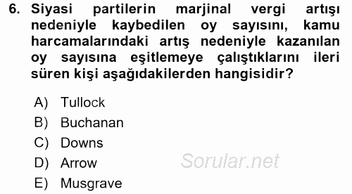 Kamu Ekonomisi 2 2016 - 2017 Ara Sınavı 6.Soru
