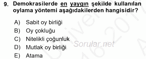 Kamu Ekonomisi 2 2016 - 2017 Ara Sınavı 9.Soru