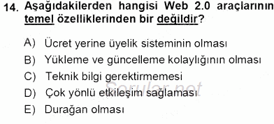 İng. Öğretmenliğinde Öğretim Teknolojileri Ve Materyal Tasarımı 1 2013 - 2014 Tek Ders Sınavı 14.Soru