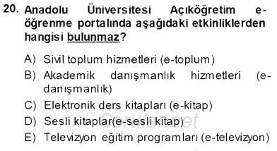 İng. Öğretmenliğinde Öğretim Teknolojileri Ve Materyal Tasarımı 1 2013 - 2014 Tek Ders Sınavı 20.Soru