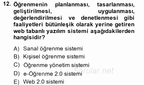 Temel Bilgi Teknolojileri 2 2014 - 2015 Dönem Sonu Sınavı 12.Soru Temel Bilgi Teknolojileri 2 2014 - 2015 Dönem Sonu Sınavı 12.Soru
