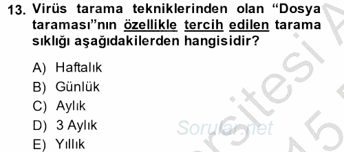 Temel Bilgi Teknolojileri 2 2014 - 2015 Dönem Sonu Sınavı 13.Soru