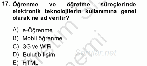 Temel Bilgi Teknolojileri 2 2014 - 2015 Dönem Sonu Sınavı 17.Soru Temel Bilgi Teknolojileri 2 2014 - 2015 Dönem Sonu Sınavı 17.Soru