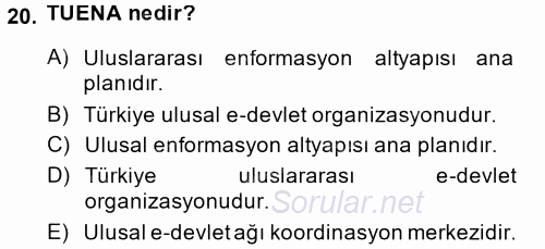 Temel Bilgi Teknolojileri 2 2014 - 2015 Dönem Sonu Sınavı 20.Soru