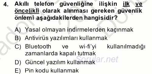 Temel Bilgi Teknolojileri 2 2014 - 2015 Dönem Sonu Sınavı 4.Soru