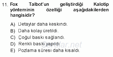 Fotoğraf Tarihi 2013 - 2014 Ara Sınavı 11.Soru