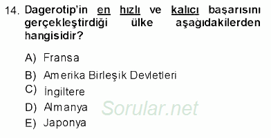 Fotoğraf Tarihi 2013 - 2014 Ara Sınavı 14.Soru