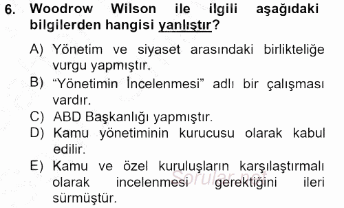 Kamu Yönetimi 2012 - 2013 Dönem Sonu Sınavı 6.Soru