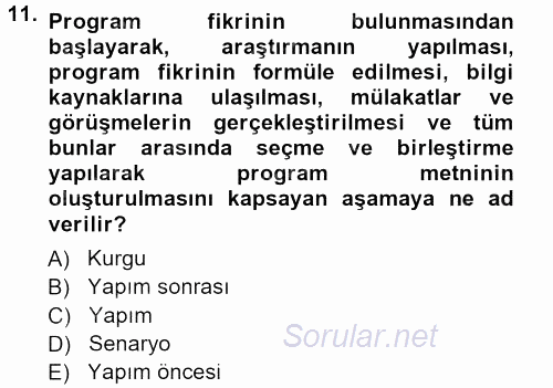 Halkla İlişkiler Uygulama Teknikleri 2012 - 2013 Dönem Sonu Sınavı 11.Soru