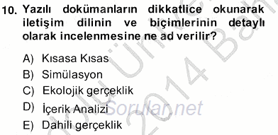 Küreselleşme ve Kültürlerarası İletişim 2013 - 2014 Ara Sınavı 10.Soru