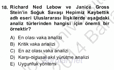 Küreselleşme ve Kültürlerarası İletişim 2013 - 2014 Ara Sınavı 18.Soru