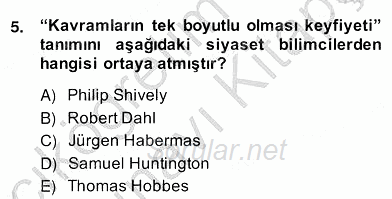 Küreselleşme ve Kültürlerarası İletişim 2013 - 2014 Ara Sınavı 5.Soru