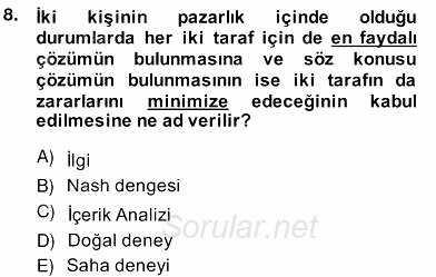 Küreselleşme ve Kültürlerarası İletişim 2013 - 2014 Ara Sınavı 8.Soru